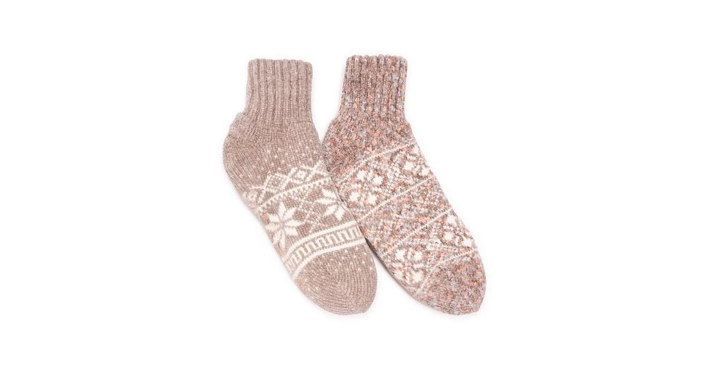 Muk Luks Women's 2 pack Chenille Cabin Socks