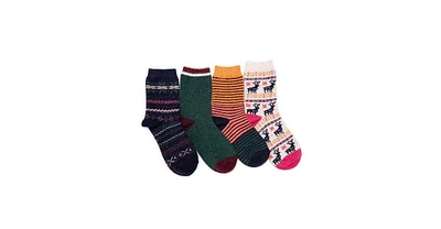 Muk Luks Women's 4 Pack Holiday Boot Socks