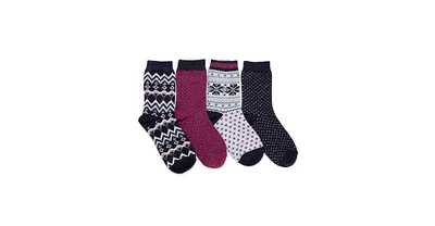 Muk Luks Women's 4 Pack Holiday Boot Socks