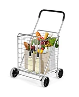 Sugift Portable Folding Shopping Cart Utility for Grocery Laundry