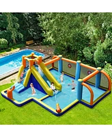 Gouun Giant Soccer-Themed Inflatable Water Slide with 735W Blower