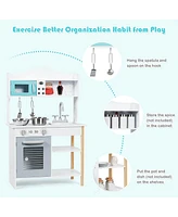 Kids Pretend Kitchen Playset with Cookware and Food Accessories