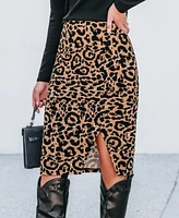 Cupshe Women's Leopard Jersey Midi Skirt