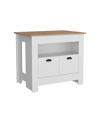 Floyd Kitchen Island 35" H, whit 2 doors, 3 shelves