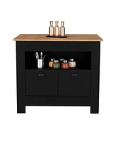 Floyd Kitchen Island 35" H, whit 2 doors, 3 shelves