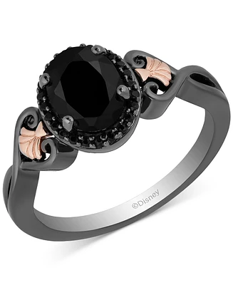 Disney Enchanted Vault Onyx & Black Diamond (1/10 ct. t.w.) Ursula Ring in Black Rhodium-Plated Sterling Silver & 14k Rose Gold-Plate