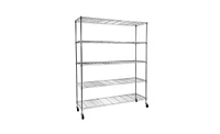 Slickblue 5-Tier Nsf Heavy Duty Adjustable Storage Metal Rack with Wheels & Shelf Liners - Chrome