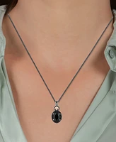 Disney Enchanted Vault Onyx & Black Diamond (1/10 ct. t.w.) Ursula Pendant in Necklace Black Rhodium-Plated Sterling Silver & 14k Rose Gold, 16" + 2"