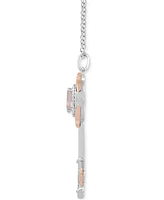 Disney Enchanted Vault Morganite (1/2 ct. t.w.) & Diamond (1/10 ct. t.w.) Aurora Key 18" Pendant Necklace in Sterling Silver and 10k Rose Gold