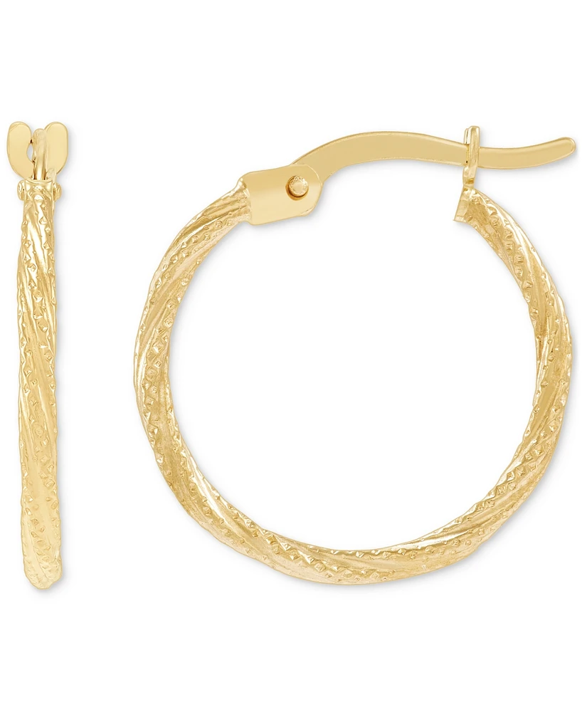 Small Polished Twist Hoop Earrings in 14k Yellow Gold, 5/8"