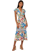 Adrianna by Papell Women's Smocked-Waist Flutter-Sleeve Dress