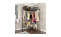 Slickblue Metal Closet Organizer with Portable Garment Rack, Clothes Hanger, and Home Shelf for Efficient Storage