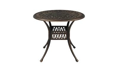 Slickblue Round Top Courtyard Cast Aluminum Table – Bronze