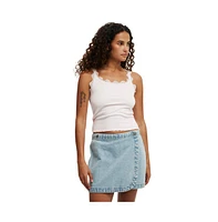 Cotton On Women's Wrapped Denim Mini Skirt