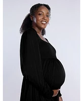 Motherhood Maternity Smocked Babydoll Long Sleeve Mini Dress
