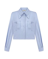 Nocturne Women's Double Collar Cotton Button-Up Shirt