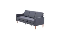 Slickblue Dark Grey Modular Sofa, Linen Upholstery with Solid Wood Frame and Legs, 3-Seater