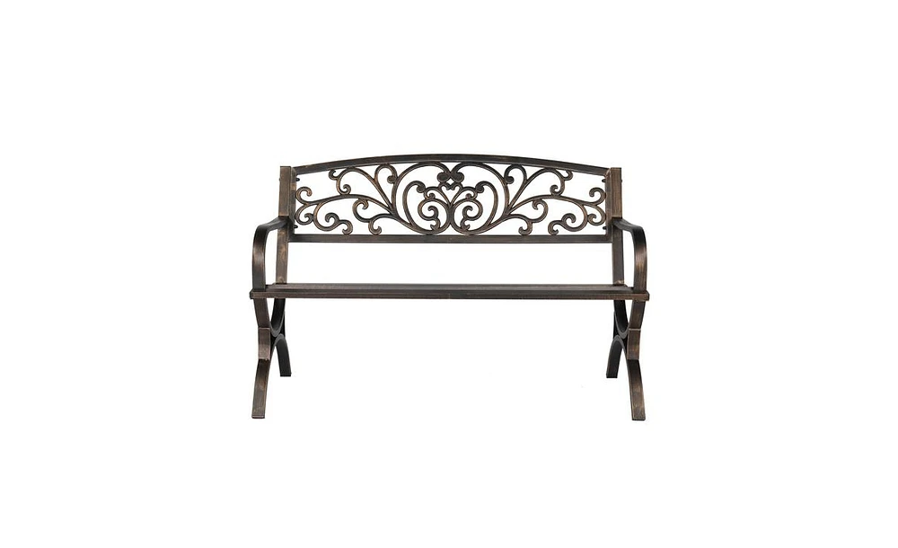 Slickblue 50" Butterfly Back Bronze Iron Bench – Elegant Outdoor Seating with Cross Feet Design