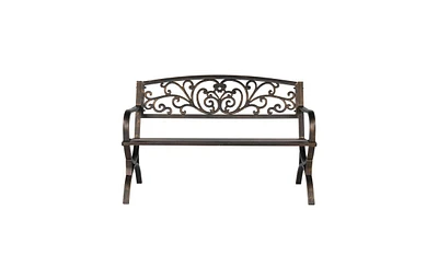 Slickblue 50" Butterfly Back Bronze Iron Bench – Elegant Outdoor Seating with Cross Feet Design