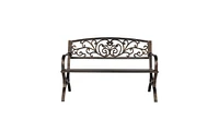 Slickblue 50" Butterfly Back Bronze Iron Bench – Elegant Outdoor Seating with Cross Feet Design