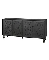 Slickblue Black Storage Cabinet With Carved Door Design