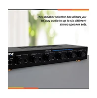 Pyle 6-Channel High Power Stereo Speaker Selector, Multi-Channel Amplifier with Volume Control