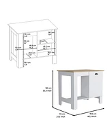 Depot E-Shop Caddo Kitchen Island 35" H, One Storage Cabinet with Door, Two Internal Shelves, One Open storage Shelf