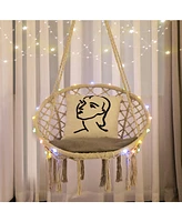 Sugift Hammock Chair Led Lights Hanging Swing Indoor Outdoor