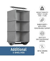 Florida Brands Hanging Closet Organizer with Shelves and Black Metal Rod