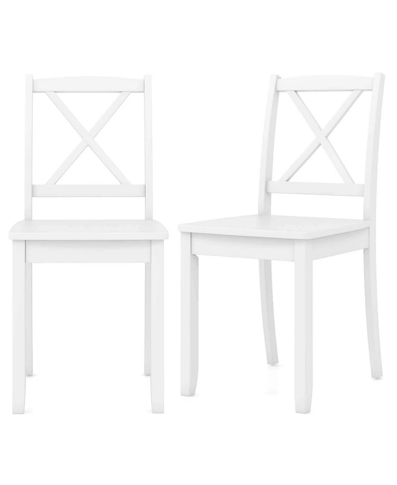 Dining Chair Set of 2 Kitchen Side Chairs with Rubber Wood Legs & Cross Back