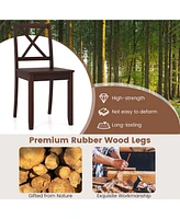 Dining Chair Set of 2 Kitchen Side Chairs with Rubber Wood Legs & Cross Back