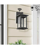 Flynama 1-Light Black Not Motion Sensing Dusk to Dawn Outdoor Hardwired Wall Lantern Sconce with No Bulbs Included