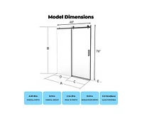 gaomon Shower Door, 44-48" W × 76" H Frameless Sliding Shower Door,Waterproof Glass Shower Door with Stainless Steel Handle and Seal Strip