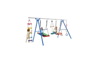 Slickblue Kids 5-in-1 Outdoor Swing Set – Multifunctional Playground Set for Backyard Fun