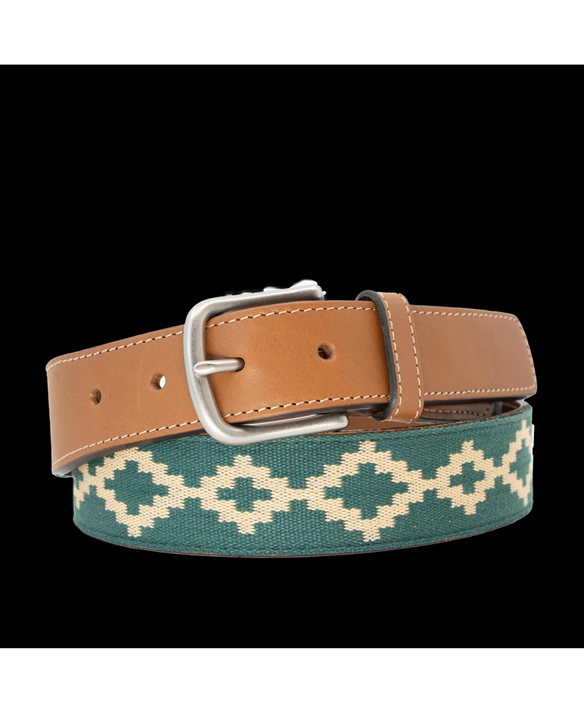 La Matera Men's Bariloche Woven Belt Tan