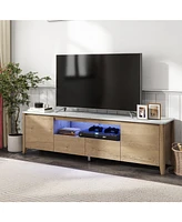 Slickblue 70-Inch Modern Tv Stand with Led Lights, Entertainment Center Tv Cabinet with Storage, Suitable for TVs Up to 75 Inches, Ideal for Gaming