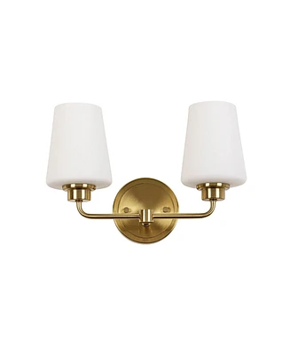 Flynama 2-Light White Plus Gold Bathroom Vanity Light with Shade