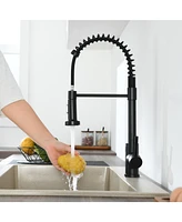 Flynama Single Hole Single-Handle Pull-Down Sprayer Kitchen Faucet with Touch Sensor in Matte Black