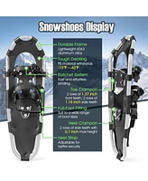 Hongge 21/25/30 Inch 4-in-1 Lightweight Terrain Snowshoes with Flexible Pivot System-25 inches