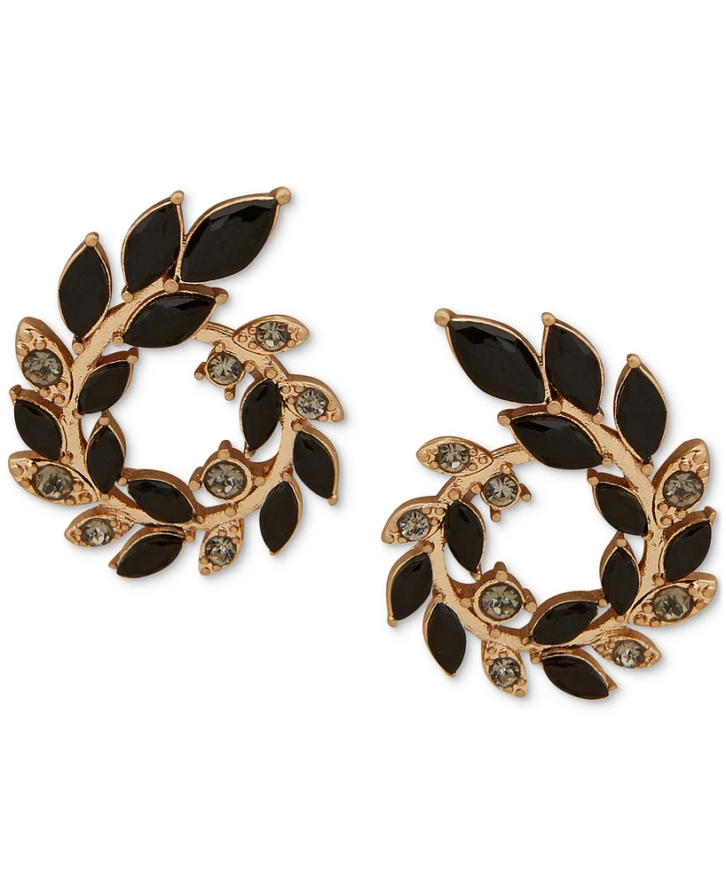 lonna & lilly Gold-Tone Black Open Leaf Wreath Earrings