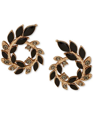 lonna & lilly Gold-Tone Black Open Leaf Wreath Earrings