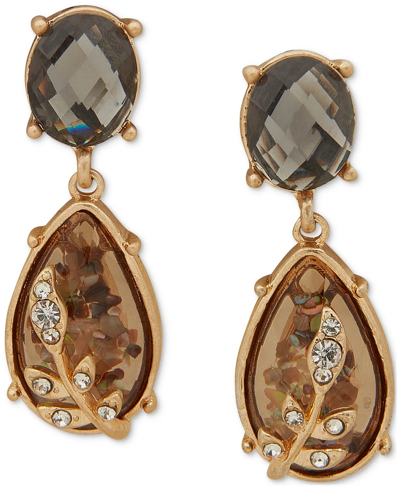 lonna & lilly Gold-Tone Black Post Stone Drop Earrings