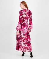 Rachel Roy Women's Printed Blouson-Sleeve Tiered Maxi Dress