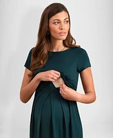 Seraphine Women's Maternity Nursing Short Sleeve Dress - Emerald Green