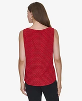 Halston Women's Logo-Print Draped-Neck Sleeveless Top