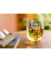 Evergreen Stemless Wine Glass w/box,It's not drinking alone if your dog is home