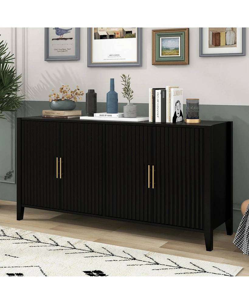 Slickblue Accent Storage Cabinet with Metal Handles - Wooden Sideboard for Hallway, Entryway, and Living Room