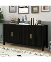 Slickblue Accent Storage Cabinet with Metal Handles - Wooden Sideboard for Hallway, Entryway, and Living Room