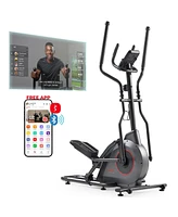 Sunny Health & Fitness Ultra Silent Smart Elliptical Exerciser, 300LB Capacity & 16” Long Stride Low Impact Training w Free SunnyFit App Blueto