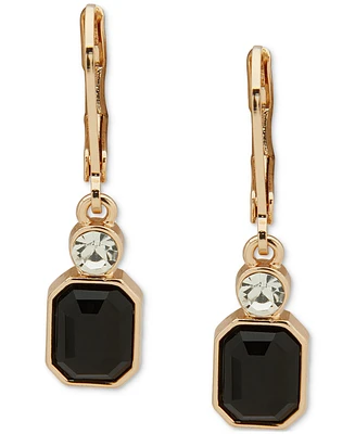 Anne Klein Gold-Tone Jet Stone & Crystal Leverback Drop Earrings